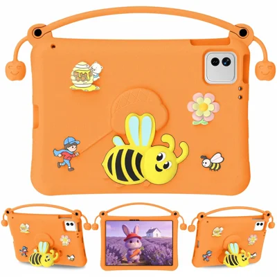 EVA Case For Xiaomi Pad 7  /  Pad 7 Pro  /  Pad 8  /  Pad 8 Pro  /  Poco Pad X1 Bee Style Kickstand Tablet Cover with Carry Handle - Orange