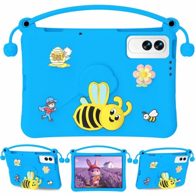 For Lenovo Yoga Tab 11.1 / TECNO Megapad SE EVA Case Bee Style Kickstand Tablet Cover with Carry Handle - Blue