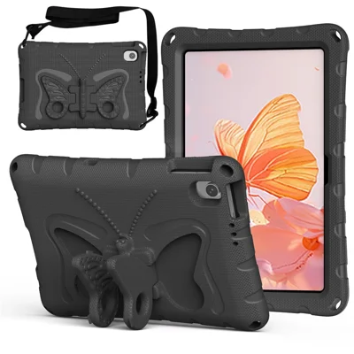 For Xiaomi Redmi Pad 2 SE / Pad 2 9.7 Case Butterfly Kickstand EVA Tablet Cover with Shoulder Strap - Black