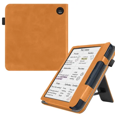 Hülle für Kobo Libra Colour mit Ständer, PU-Leder E-Reader-Hülle mit Handschlaufe - Braun