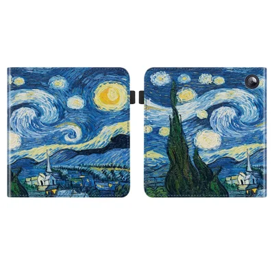 Für Kobo Libra Colour E-Reader Hülle Musterdruck Ständer Ledertasche – Sternenhimmel