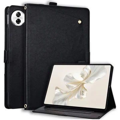 For Honor Pad 20  /  Pad 10 Case Front Pocket Business Leather Tablet Cover with Card Holder Stand - Black