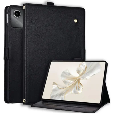 Futerała na tablet Lenovo Xiaoxin Pad 2025 / Pad 11 2024 / Idea Tab / Tab K11 Gen 2 / Tab M11 z przednim kieszeniem, uchwytem na kartę i funkcją podpórki – czarna skórzana osłona biznesowa