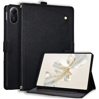 Cover per Tablet in Pelle Business con Tasca Frontale, Portacarte e Supporto per Xiaomi Redmi Pad 2 11 / Pad 2 Pro - Nero