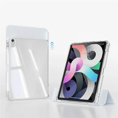 Fodral till iPad (2025) / iPad 10,9 (2022) TPU + PC Pennfäste Transparent Tablettfodral med Avtagbar Vinklingsfäste - Vit
