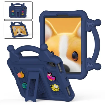Чехол для iPad mini (2024) / (2021) с подставкой, детский ударопрочный чехол из материала EVA с мультяшным рисунком, синий