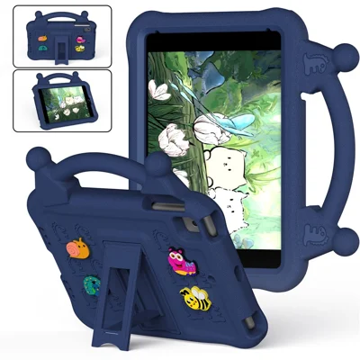 Cartoon EVA Tabletasche für iPad mini (2019) 7,9 Zoll / mini 4 / mini 3 / Mini 2 / Mini, Ständer kinderfreundliche stoßfeste Hülle – Marineblau