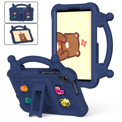 Kartonowa obudowa EVA na tablet Samsung Galaxy Tab A11 / Tab A9 / Tab A7 Lite 8,7 cala / Tab A 8,0 (2019) / Tab A 8,0 (2019) SM-T290 (Wi-Fi) / Lenovo Tab K9, odporna na wstrząsy obudowa z podstawką dla dzieci - granatowy