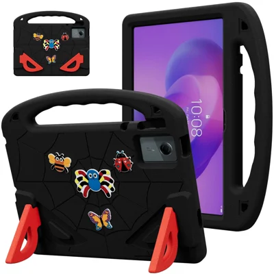 Custodia Cartone Animato Insetto per Lenovo Tab M11 / Tab K11 Gen 2 / Idea Tab / Xiaoxin Pad 11 2024, Copertura per Tablet EVA Antiurto con Maniglia e Supporto - Nero+Rosso