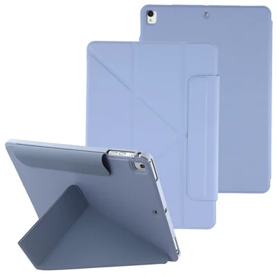 Tablet Case for iPad 9.7-inch (2018) / (2017) / Air 2 / Air (2013) , Y-Fold Stand PU Leather + TPU Shockproof Cover - Purple