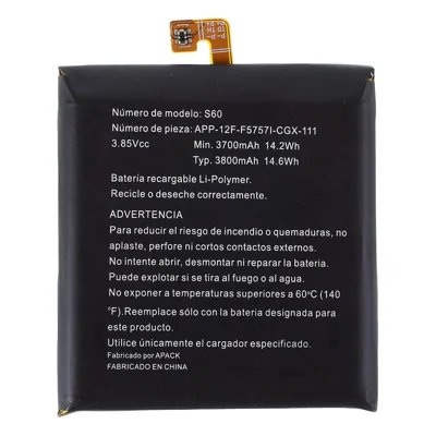 For Cat S60 3.85V 3700mAh Li-ion Polymer Battery Replacement Part (Encode: APP-12F-F5757I-CGX-111) (without Logo)