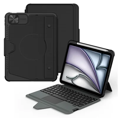 NILLKIN Bumper Combo Pro for iPad (2025) / iPad 10.9 (2022) Case with Detachable Bluetooth-Compatible Keyboard, 7-Color Backlit, Multi-Touch Trackpad - Black