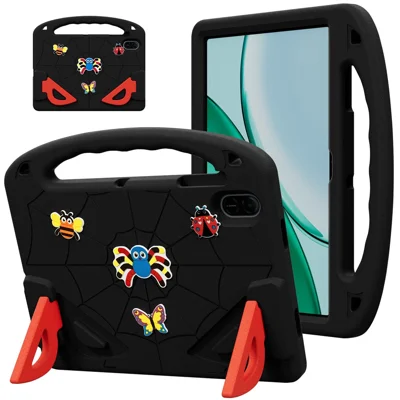 For Honor Pad X9 / Pad X8a / Pad X8b Housse Antichoc Dessin Animé avec Poignée et Support en EVA pour Tablette - Noir+Rouge