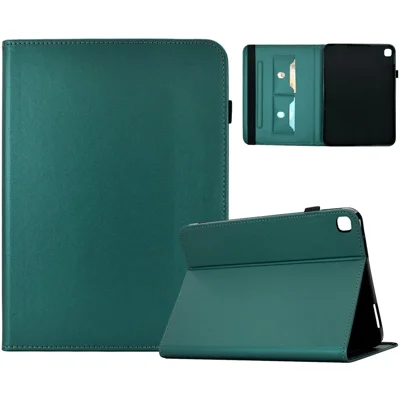 Capa de Pele PU para iPad 10,2 (2021) / (2020) / (2019) Capa de Tablete com Suporte e Porta-cartões de Cor Sólida - Verde