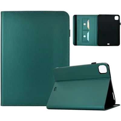 PU Leather Case for iPad Air 11 (2026) / (2025) / (2024) / Air (2022) / (2020) / iPad Pro 11 (2022) / (2021) / (2020) / (2018) Solid Color Card Holder Stand Tablet Cover - Green