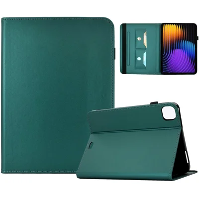 PU Leather Case for Xiaomi Pad 8 / Pad 8 Pro / Pad 7 / Pad 7 Pro Solid Color Card Holder Stand Tablet Cover - Green