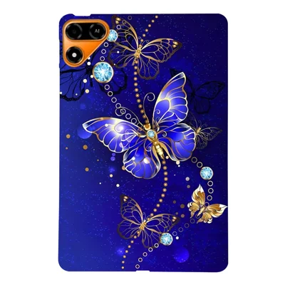 For TECNO Megapad 2 TPU Case Pattern Printing Slim Tablet Protective Cover - Blue Butterfly