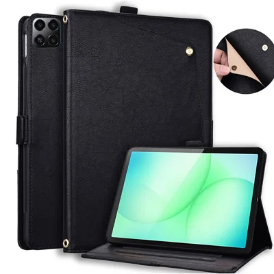 Cover tablet in pelle business con tasca frontale e porta carte stand per Honor Pad X9b Max - Nero