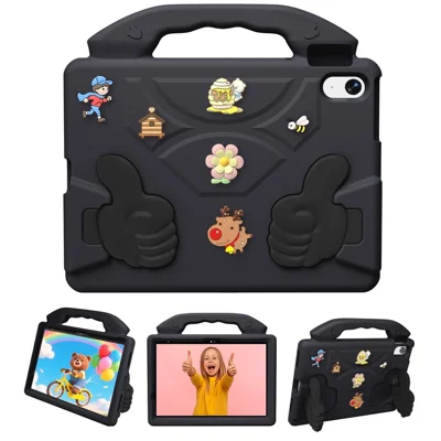 Coque EVA pour iPad Air 11 (2026) / (2025) / (2024) / iPad (2025) / iPad 10,9 (2022) Support ergonomique antidéflagrant avec pouce en dessin animé - Noir