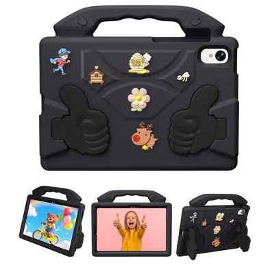 EVA-Hülle für Samsung Galaxy Tab S11 / Tab S10 Lite / Tab S10 FE / Tab S9 FE / Tab S9 / Tab S8 / Tab S7, Cartoon-Daumen-Ständer, stoßfest, Tablet-Schutzcover – Schwarz