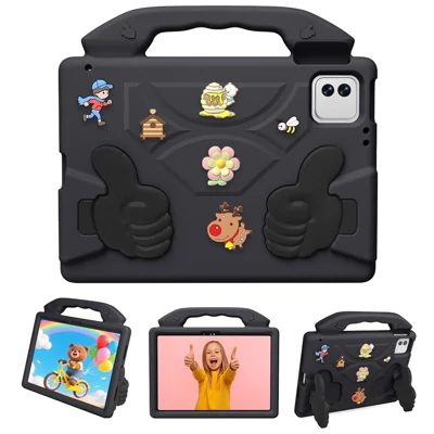 EVA Case for Xiaomi Pad 8 Pro / Pad 8 / Pad 7 Pro / Pad 7 / Poco Pad X1 Cartoon Thumb Kickstand Shockproof Tablet Cover - Black