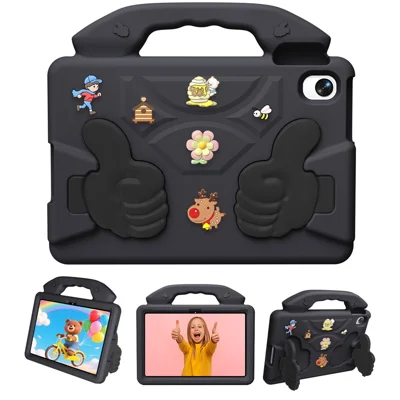 EVA Case for Xiaomi Redmi Pad 2 SE / Redmi Pad 2 9.7 / Poco Pad C1 Cartoon Thumb Kickstand Shockproof Tablet Cover - Black