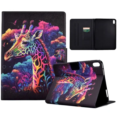 For Samsung Galaxy Tab S12+ Stand Case Pattern Printing Tablet Leather Cover with Card Slots - Giraffe
