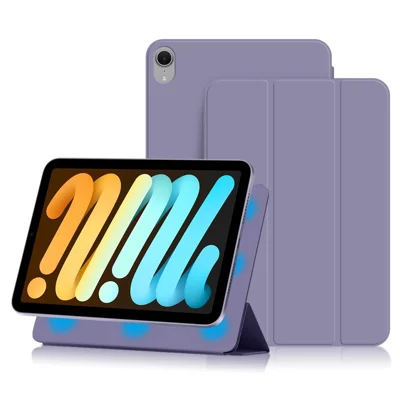 Til iPad mini (2024) / (2021) Tri-Fold Standskærm, PU Læder + TPU Tabletdækket – Lilla