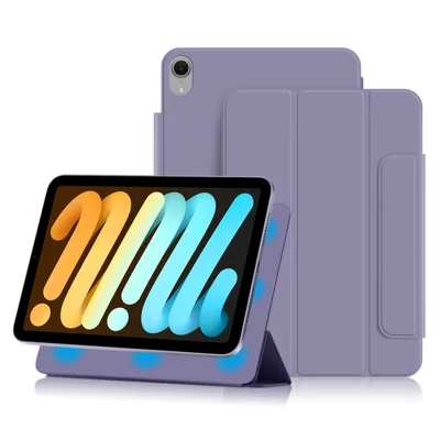 For iPad mini (2024) / (2021) Taske med Magnetisk Fastgørelse, PU Læder Tri-Fold Stående Cover til Tablet - Lilla