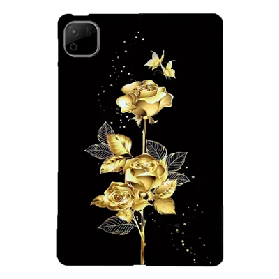 Coque TPU pour Honor Pad X9b Max, coque de protection fine avec motif imprimé - Rose dorée et papillon