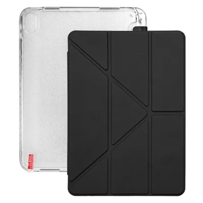 Funda para iPad (2025) / iPad 10.9 (2022) con estructura de soporte en Y, carcasa protectora de tableta PC + TPU con ranura integrada para lápiz - Negro