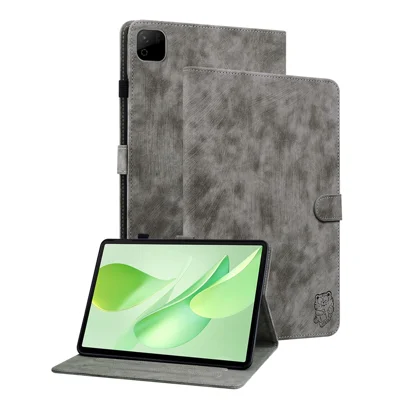 Cover per Honor Pad X9b Max con Stampa Tigre, Custodia Anti-Graffio in PU Leather - Grigio