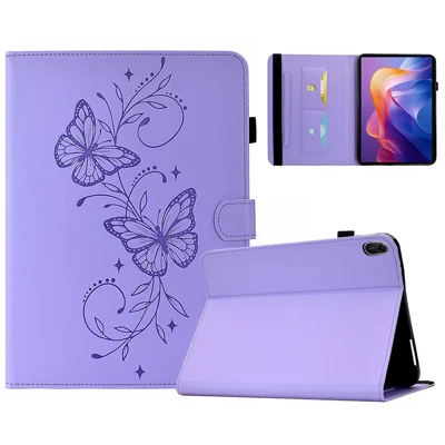 Cover per Xiaomi Redmi Pad 2 11 con Motivo Farfalla in PU, Custodia con Porta Tessere per Tablet - Viola Chiaro