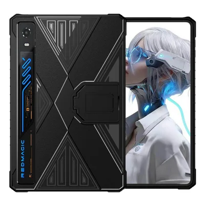 Чехол из мягкого ТПУ для планшета ZTE nubia RedMagic Astra 2, с защитными углами-амортизаторами, треугольной подставкой, точными вырезами, защитный чехол — черный