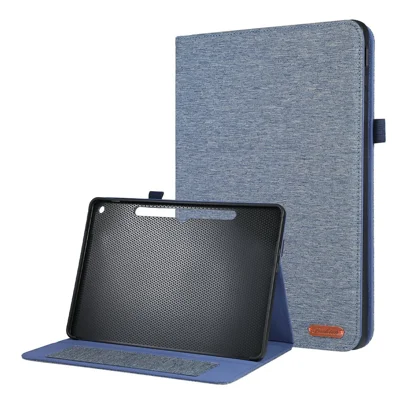 For Microsoft Surface Pro 12inch Case with Stand Card Holder Cloth Texture Leather Tablet Cover - Blue