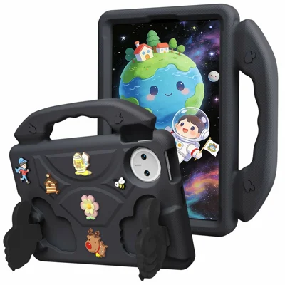 Étui en EVA pour Huawei MatePad Mini, support ergonomique avec pouce, housse de protection antichoc avec dessins animés - Noir
