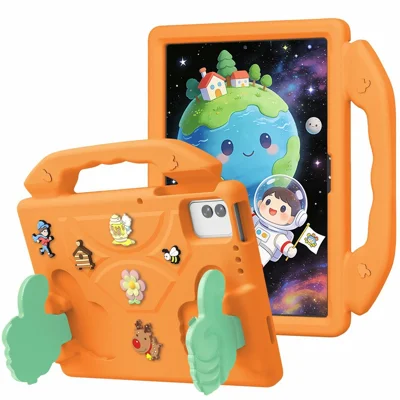 EVA-Hülle für Honor Pad X8a / X8b / Infinix XPAD 30E / Xpad 20 / Xpad / TECNO Megapad 11, stoßfeste Tablet-Hülle mit Cartoon-Daumenständer - Orange