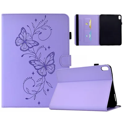 For Samsung Galaxy Tab S12+ Case Butterfly Pattern PU Leather Card Slot Tablet Cover - Light Purple