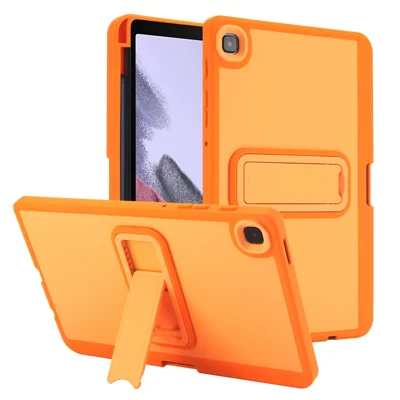 For Samsung Galaxy Tab A7 Lite 8.7-inch Case TPU + PC Anti Drop Kickstand Color Blocking Skin-Touch Tablet Cover with Stylus Slot - Orange