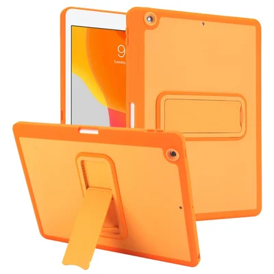 Tablet-Hülle für iPad 10,2 (2021) / (2020) / (2019) TPU + PC Anti-Drop-Ständer-Farbblockierung-Skin-Touch-Hülle mit Stiftschlitz - Orange
