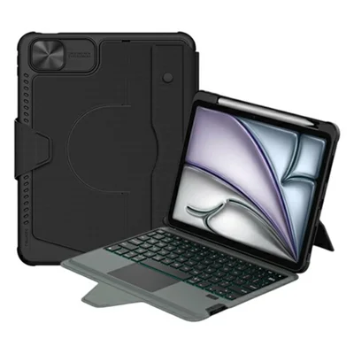 NILLKIN Bumper Combo Pro for iPad Air 11 (2026)  /  (2025)  /  (2024) Case with Detachable Bluetooth-Compatible Keyboard, 7-Color Backlit, Multi-Touch Trackpad - Black