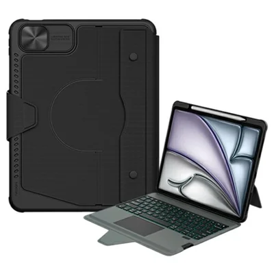 NILLKIN Bumper Combo Pro for iPad Air 13 (2026)  /  (2025)  /  (2024) Case with Detachable Bluetooth-Compatible Keyboard, 7-Color Backlit, Multi-Touch Trackpad - Black