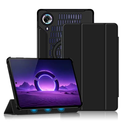 For Legion Y700 AI Protective Case PU + PC Hollow Heat Dissipation Magnetic Detachable Tablet Cover - Black