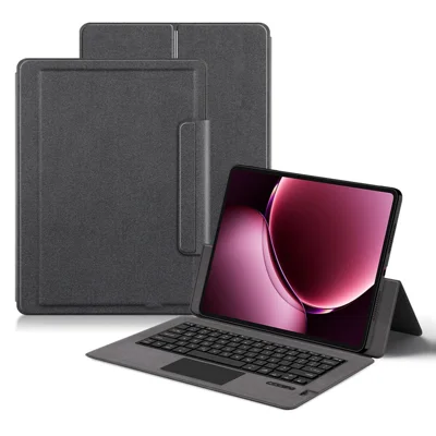 Étui en cuir pour Xiaomi Pad 9 Pro Max avec clavier Bluetooth compatible intégré et pavé tactile (sans rétroéclairage) - Noir