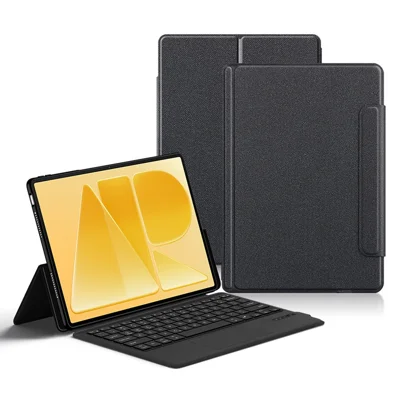 For Huawei MatePad Air (2026) Leather Case + Touchpad Bluetooth-Compatible Keyboard (without Backlit) - Black