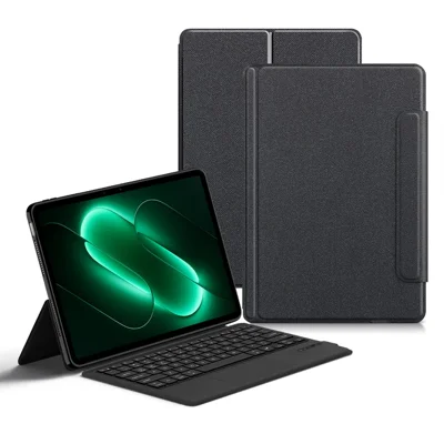 For Xiaomi Pad 9 Pro Leather Case + Touchpad Bluetooth-Compatible Keyboard (without Backlit) - Black