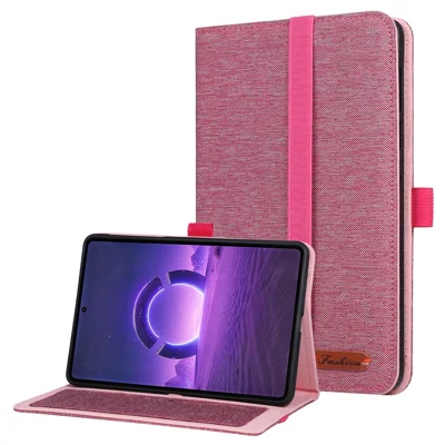 For Lenovo Legion Y700 AI Case with Stand Card Holder Cloth Texture Leather Tablet Cover - Pink