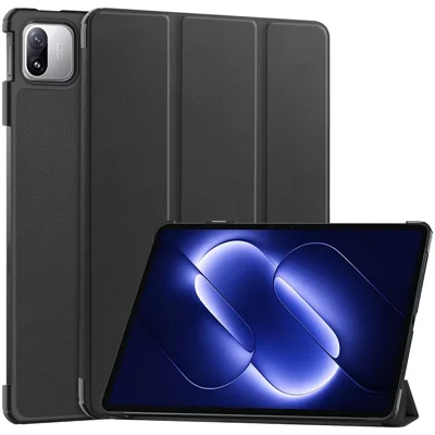For Xiaomi Pad 9 Pro PU Leather Tablet Case Anti-drop Tri-Fold Stand Slim Protective Cover - Black