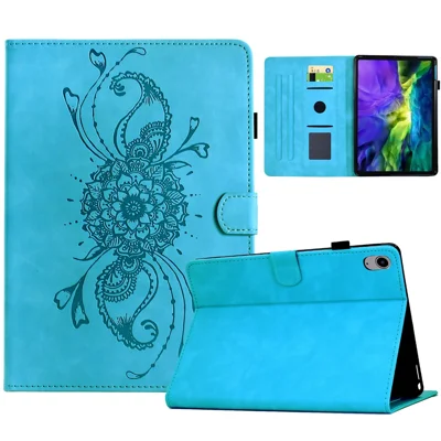For iPad mini (2026) Case Mandala Imprinted Leather Tablet Cover with Card Slots - Sky Blue