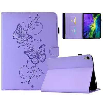 For iPad mini (2026) Case Butterfly Pattern PU Leather Card Slot Tablet Cover - Light Purple